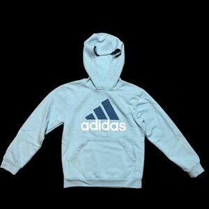 Adidas boys light blue pull over hoodie. Size L (14)